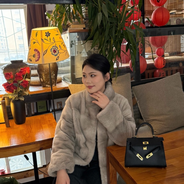 横排工艺进口水貂毛紫金皮草短二女士小占领百搭水貂皮草貂毛皮草