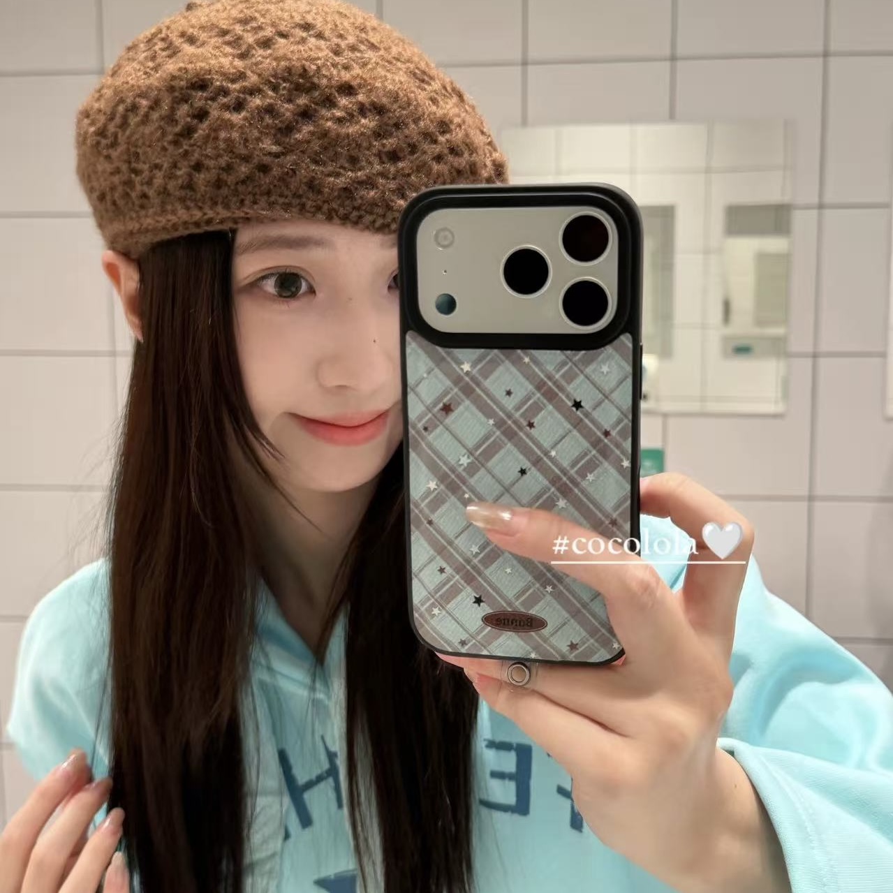 菱格星星秋冬韩系适用苹果17pro女华为VIVO小米OPPO小羊皮手机壳