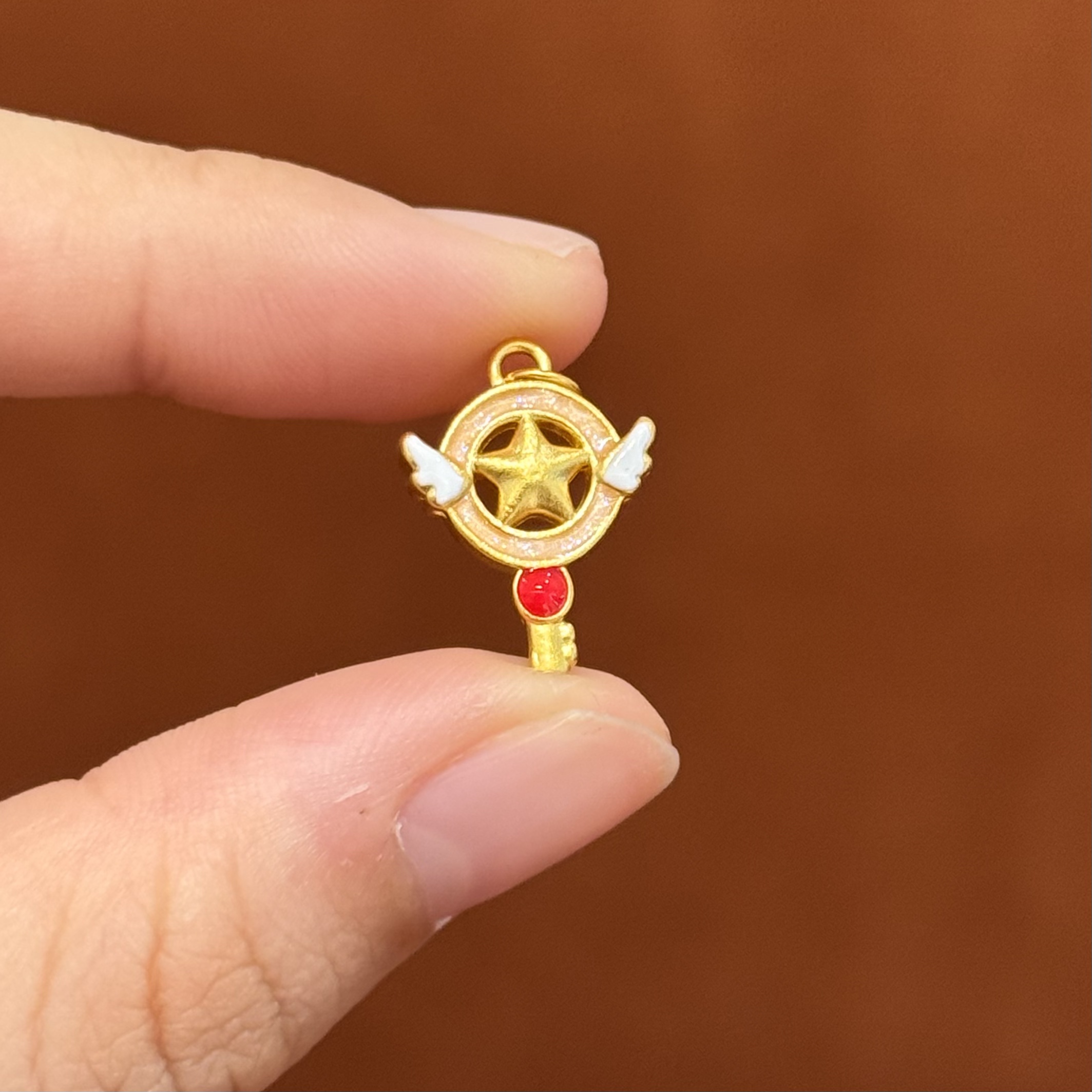 贝贝黄金 足金999 小樱魔法棒 珐琅彩 圆环 5D工艺 3238