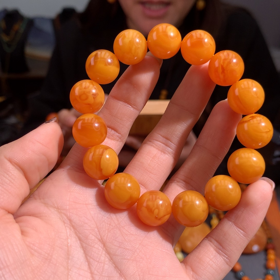 蜜蜡手串未镶嵌天然