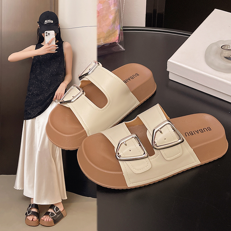 2025年夏季韩版爆款8832双斜扣外穿百搭舒适休闲时尚厚底拖鞋女