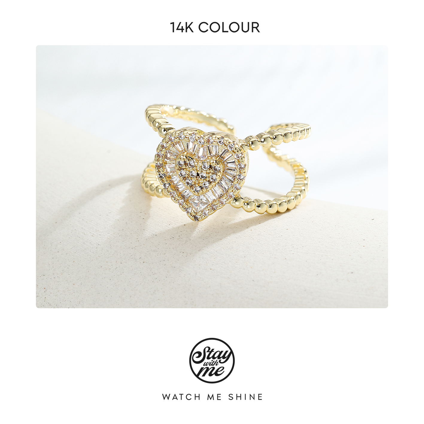 STAY WITH ME 铜合金合成锆石戒指 小众设计K0409戒指