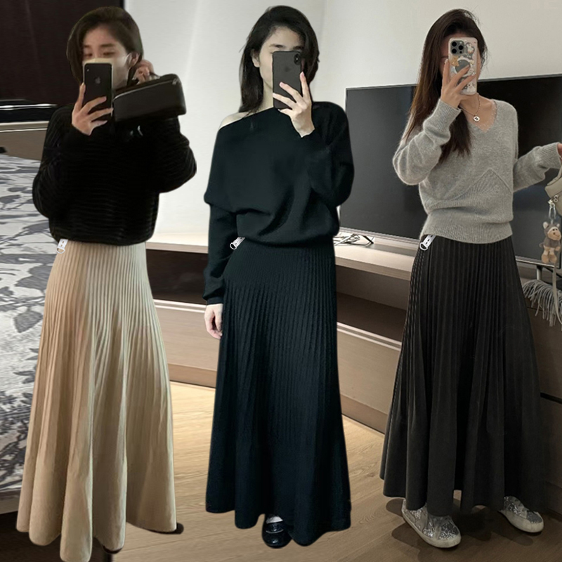孕妇半身裙2025秋冬季中长款显瘦a字针织包臀裙鱼尾长裙a字针织裙