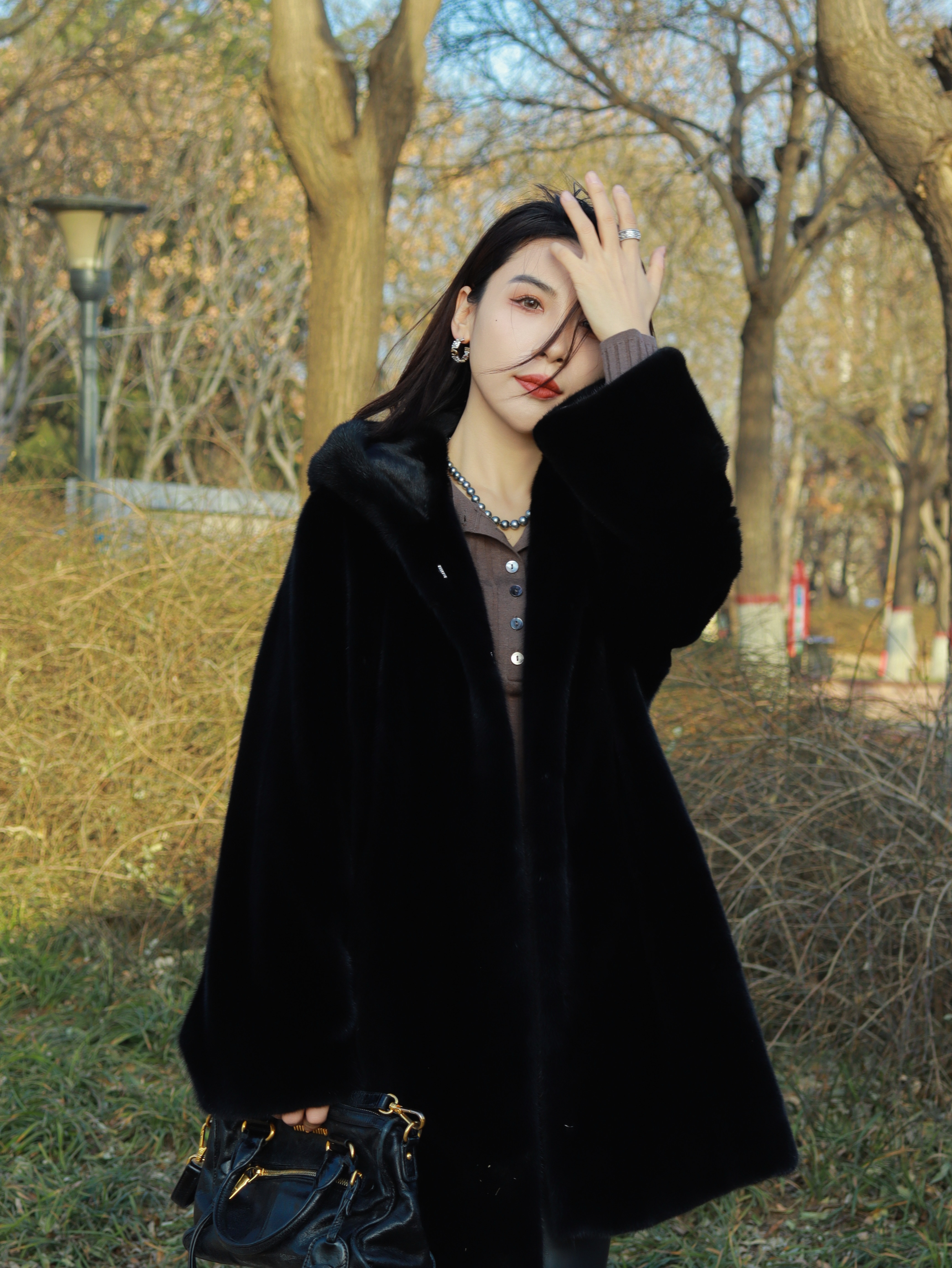 《冬至》美国AME宝嘉美皮水貂连帽皮草一件出门女款外套