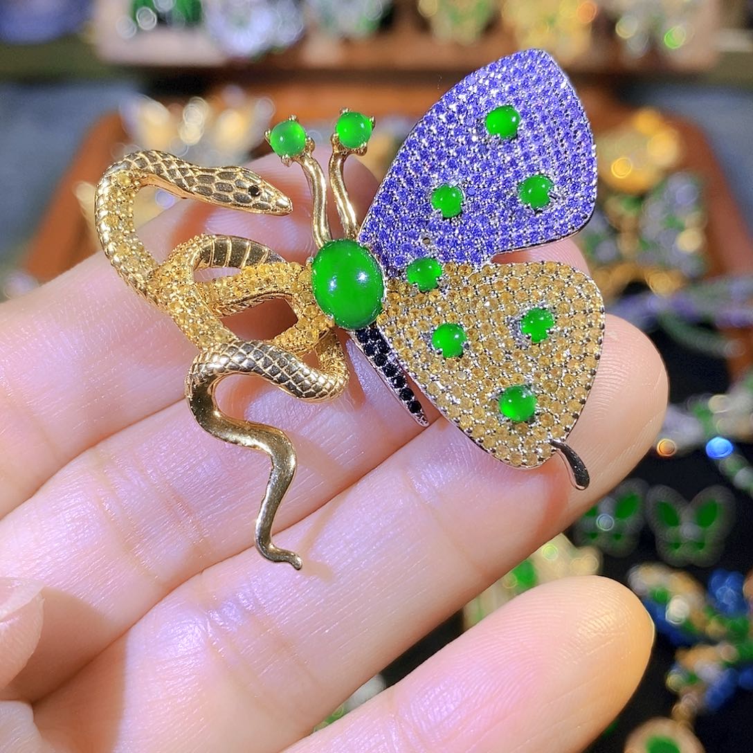 吊坠(不含链)银S925镶嵌翡翠