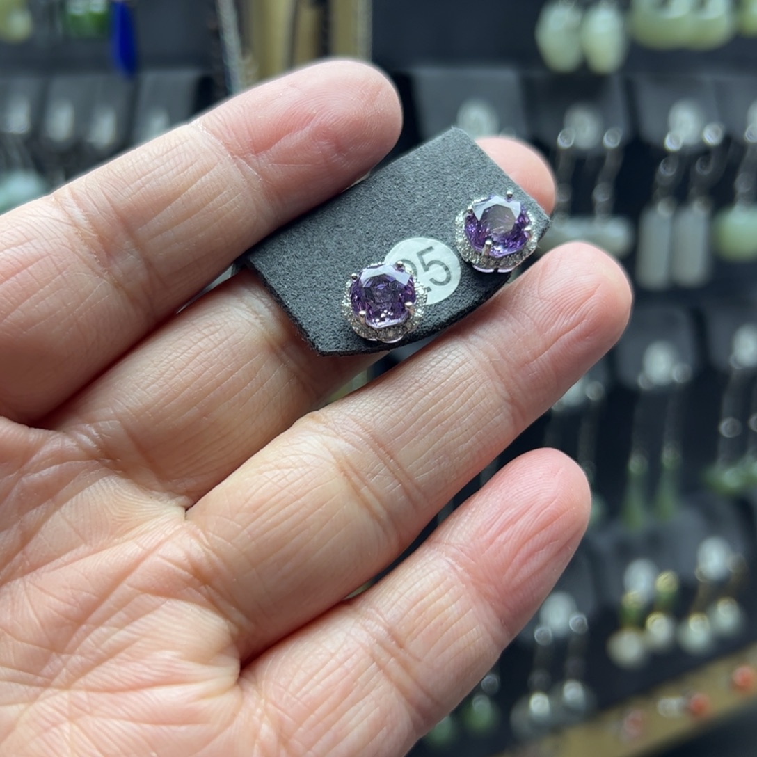 言***熙耳饰银S925镶嵌水晶