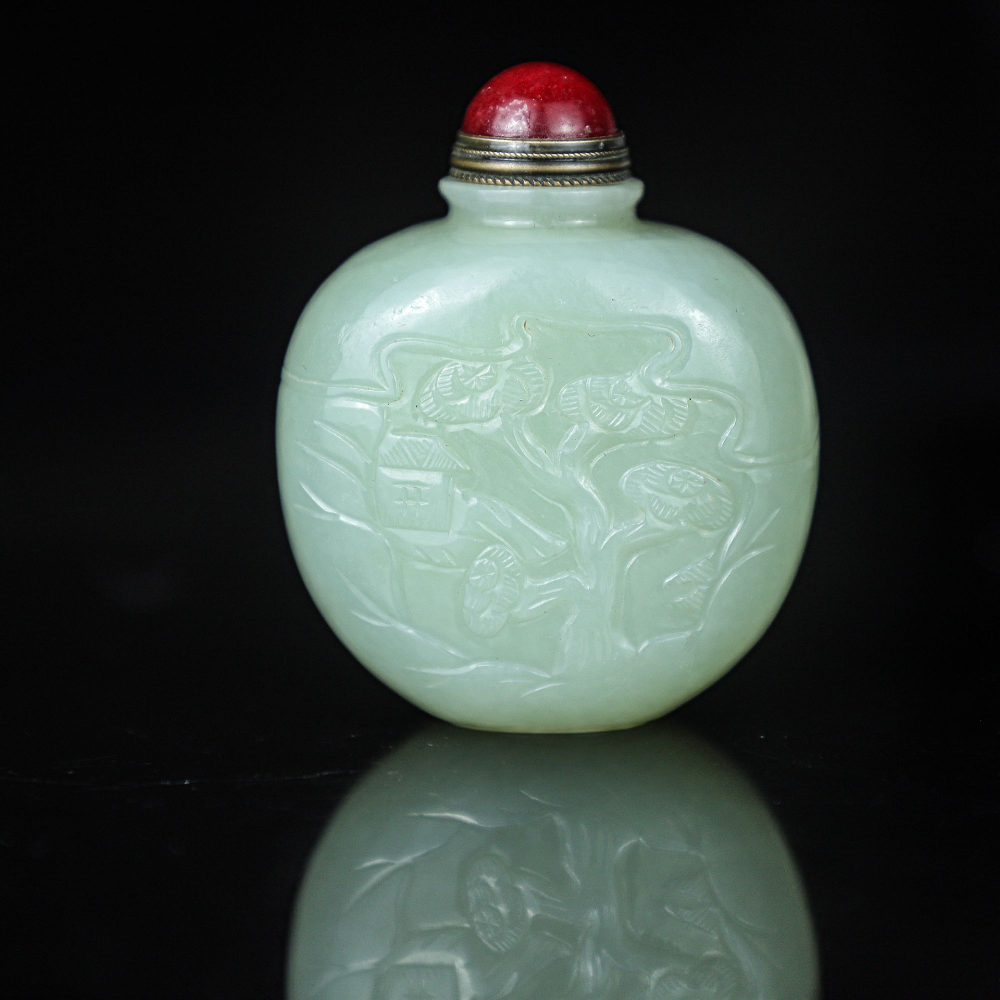 TCWWA09913清晚和田白玉鼻烟壶