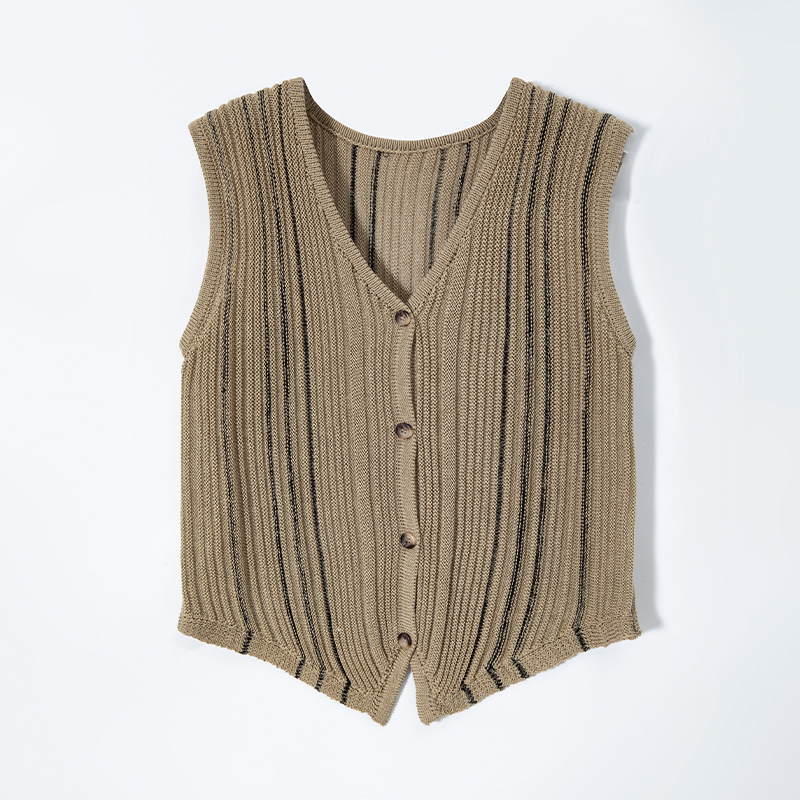 【涛姐推荐】11690春夏常规修身气质V领下开叉针织马甲RAIN.CUN