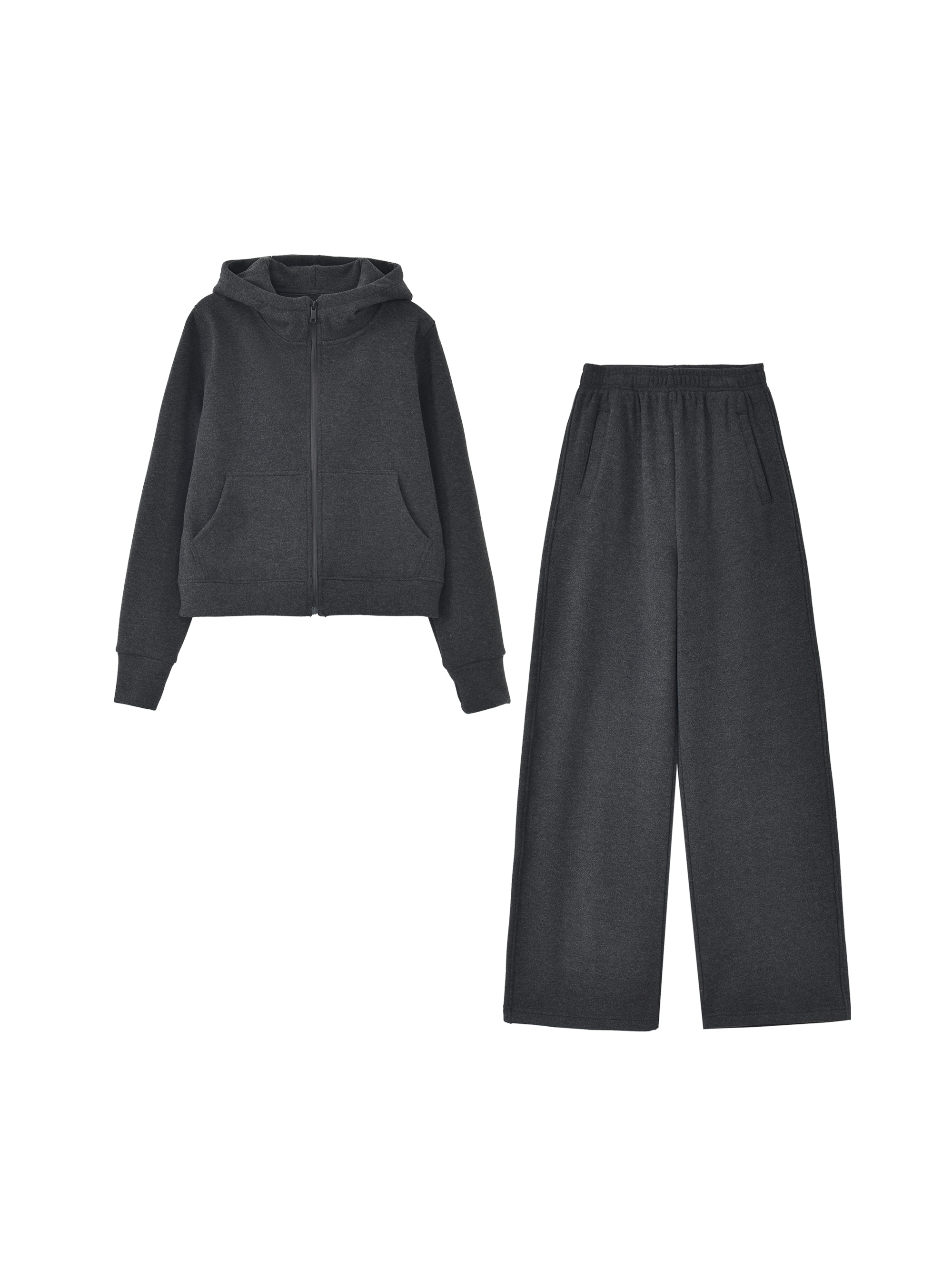 韩系加厚套装极简有质感的卫衣帽衫+长腿阔腿裤8688W