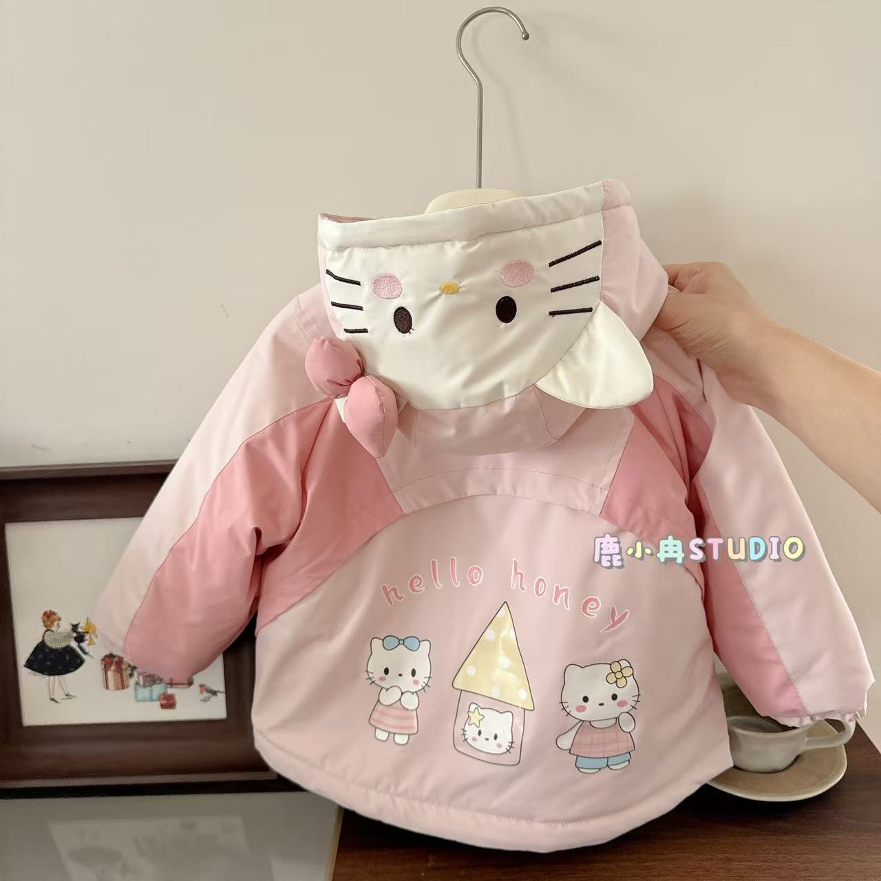 【鹿小冉】秋冬儿童卡通拼色夹棉外套冲锋衣女童加厚休闲运动风2962