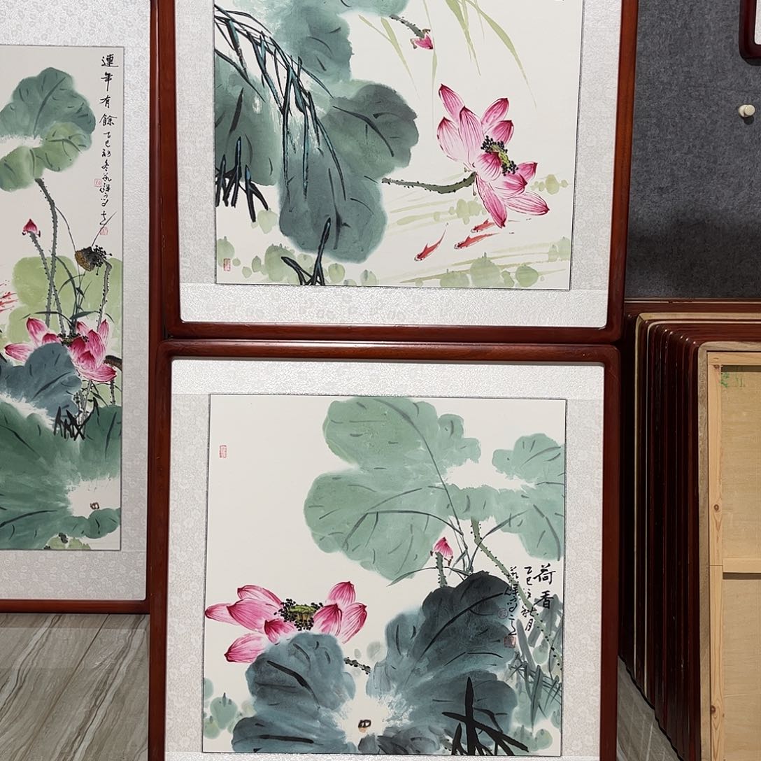国画书画作品带框63×63