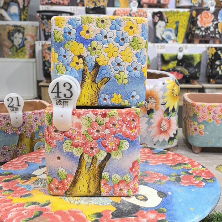 红泥花盆景德镇陶瓷