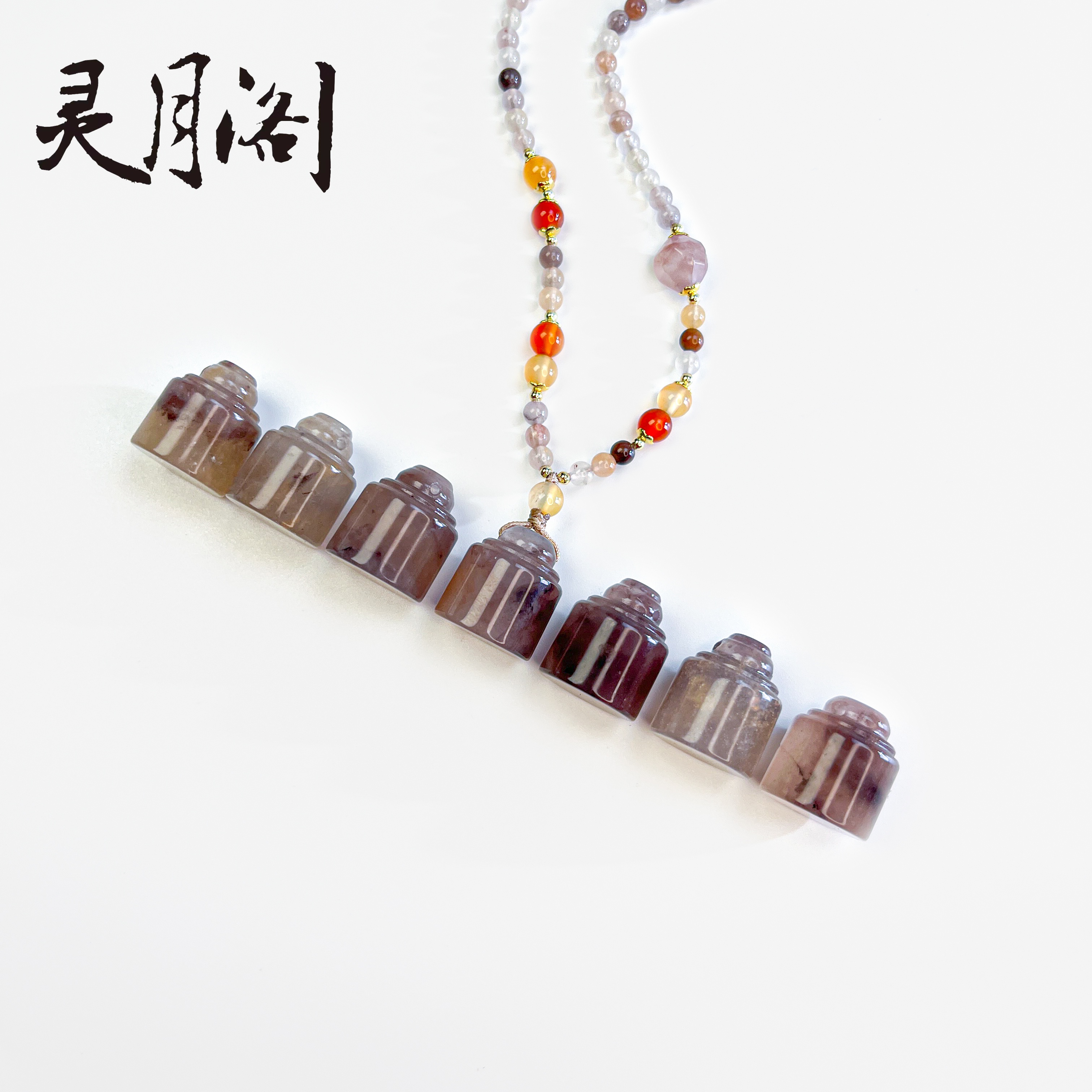 天然紫罗兰圆印章编绳项链款18*20mm FYX-B744