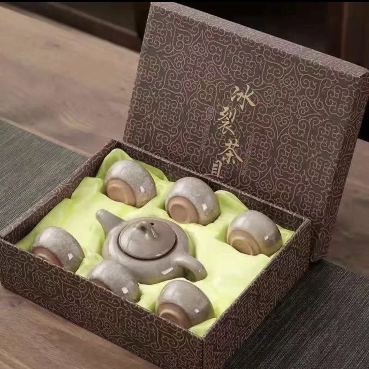 A-154(礼盒装)白冰裂纹遇水化冰一壶六杯创意