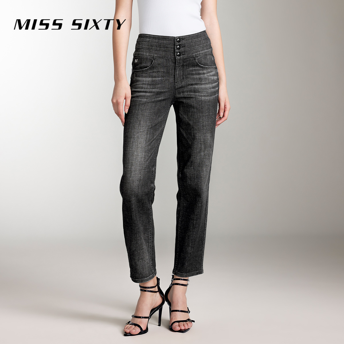 【进口牛仔面料】Miss Sixty牛仔裤女三环高腰九分直筒