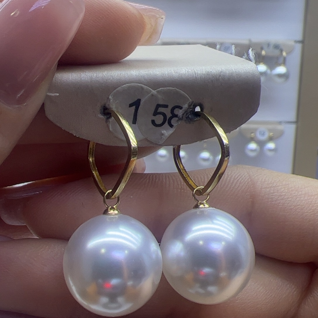 淡水珍珠耳饰18K金镶嵌
