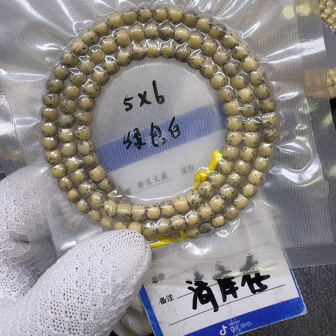 手串星月菩提6*5石玉料大留白鼓珠（氧化走色一物一图