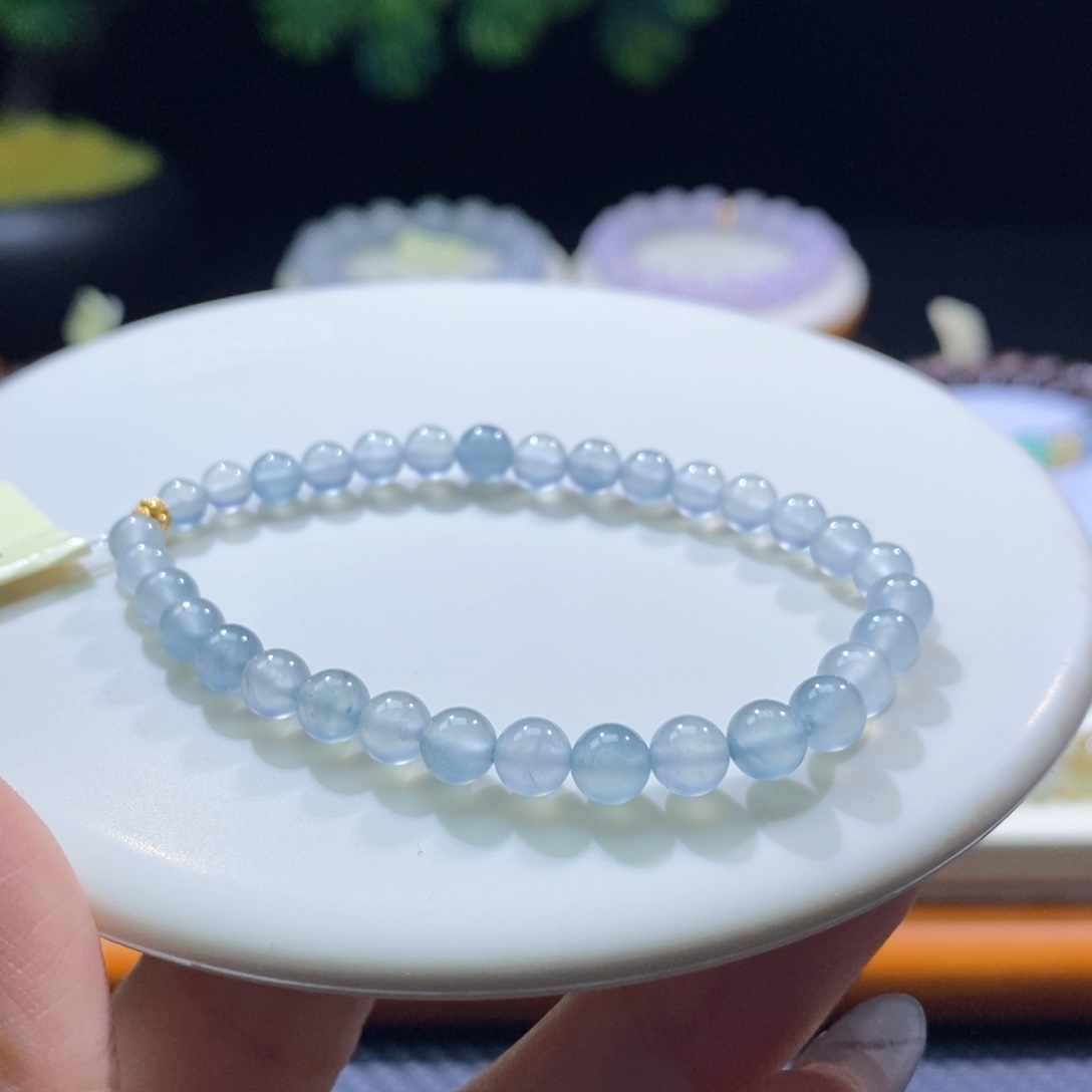 颈饰未镶嵌翡翠翡翠18k金冰蓝小珠5+mm
