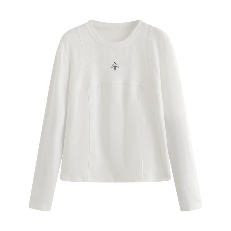 新款纯色女士圆领长袖T恤  打底衫女上衣-7036