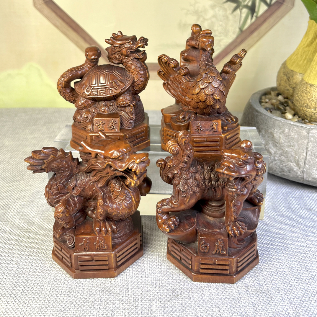 小叶黄杨木仿古（四大神兽）青龙白虎朱雀玄武家居工艺摆设木雕工艺