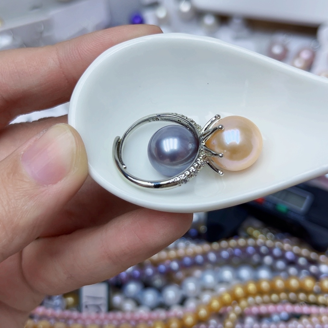 淡水珍珠戒指银S925镶嵌