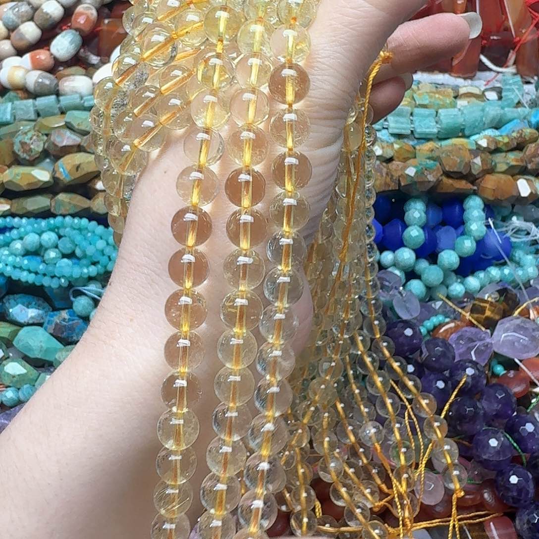 玛瑙/玉髓合金珠宝半成品一条8m黄水晶隔珠