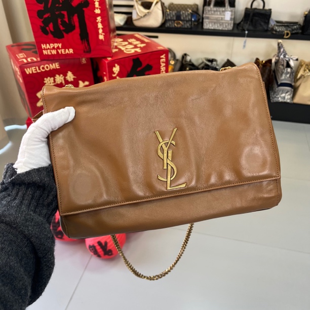 99新 YSL/圣罗兰 双面用棕链条包棕色系