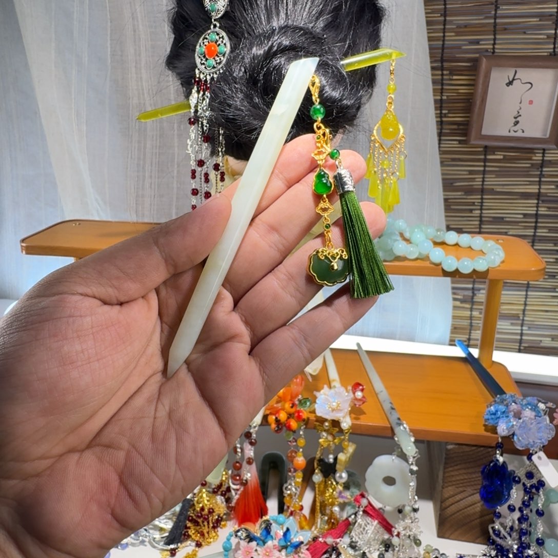 蛇纹石玉合金发饰