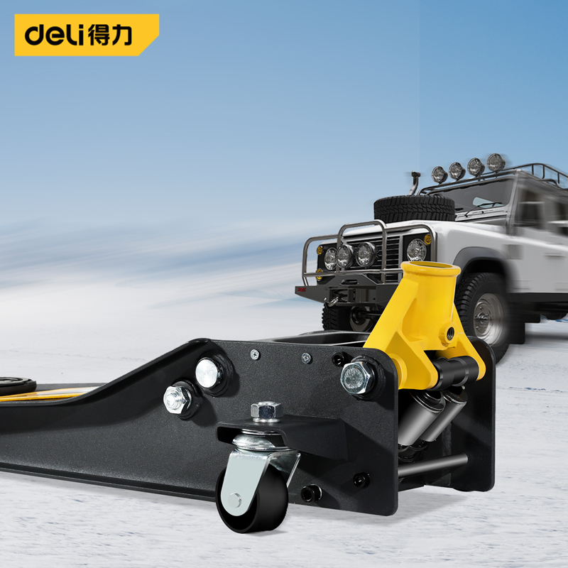 得力工具德国千斤顶双泵卧式低位千斤顶液压千斤顶卧式3T 黑色