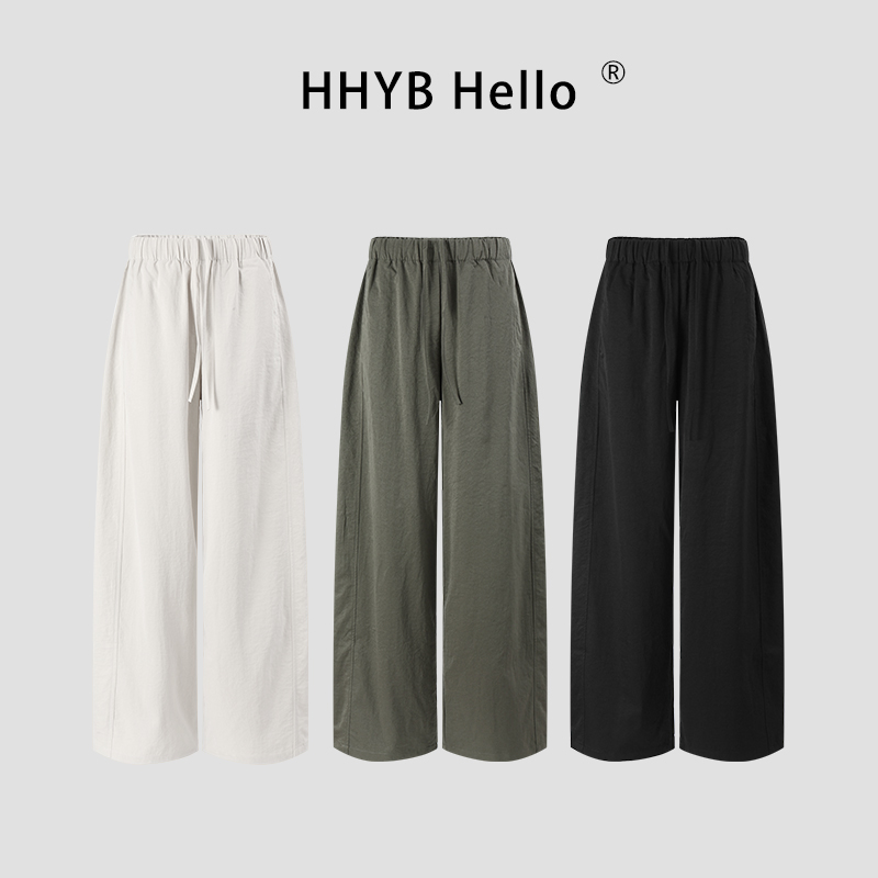 HHYB Hello2025新款松紧腰休闲轻薄垂坠感百搭长裤女Q254168