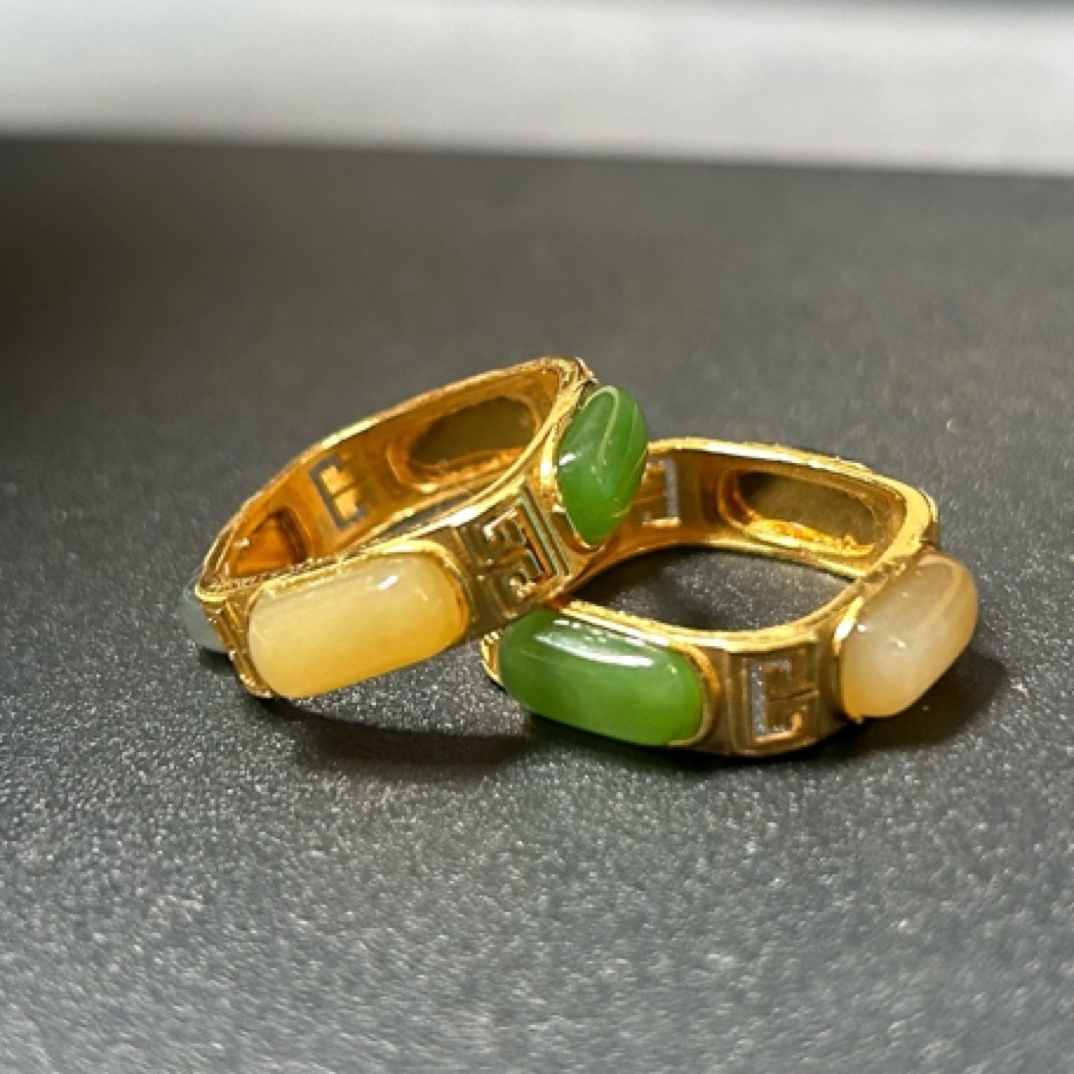 和田玉 多宝戒指设计款s925银镶嵌多样性发货拍一发一