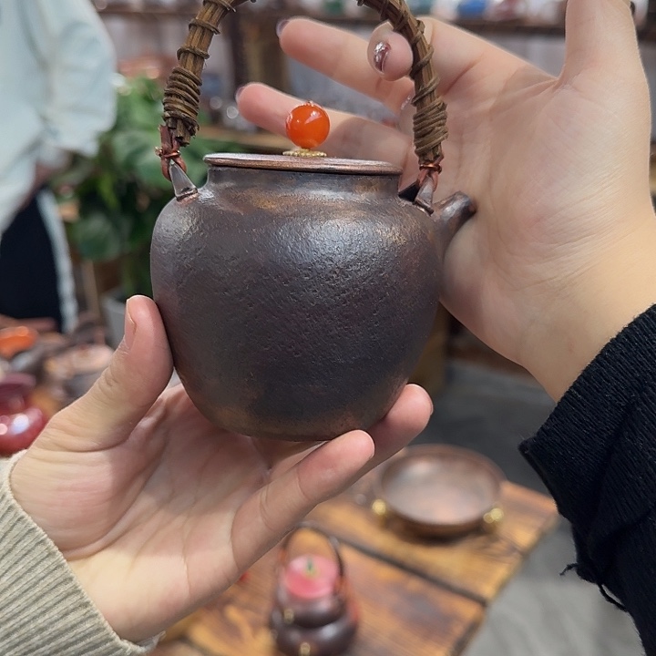 似***锦紫铜手工制作提梁