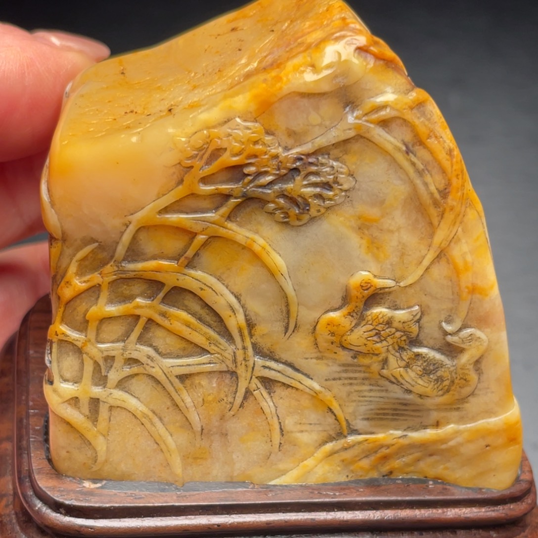 田黄石田黄石手把件牌子摆件