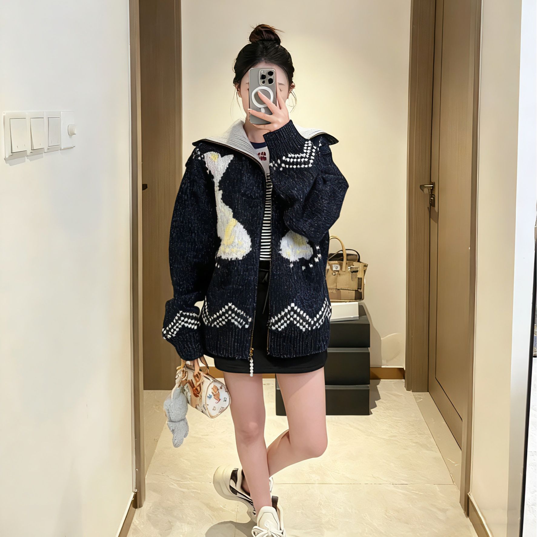 【秋冬新礼】FW25 （锦鲤）马户Nigo系列拉链毛衣【男女同款】时尚百搭