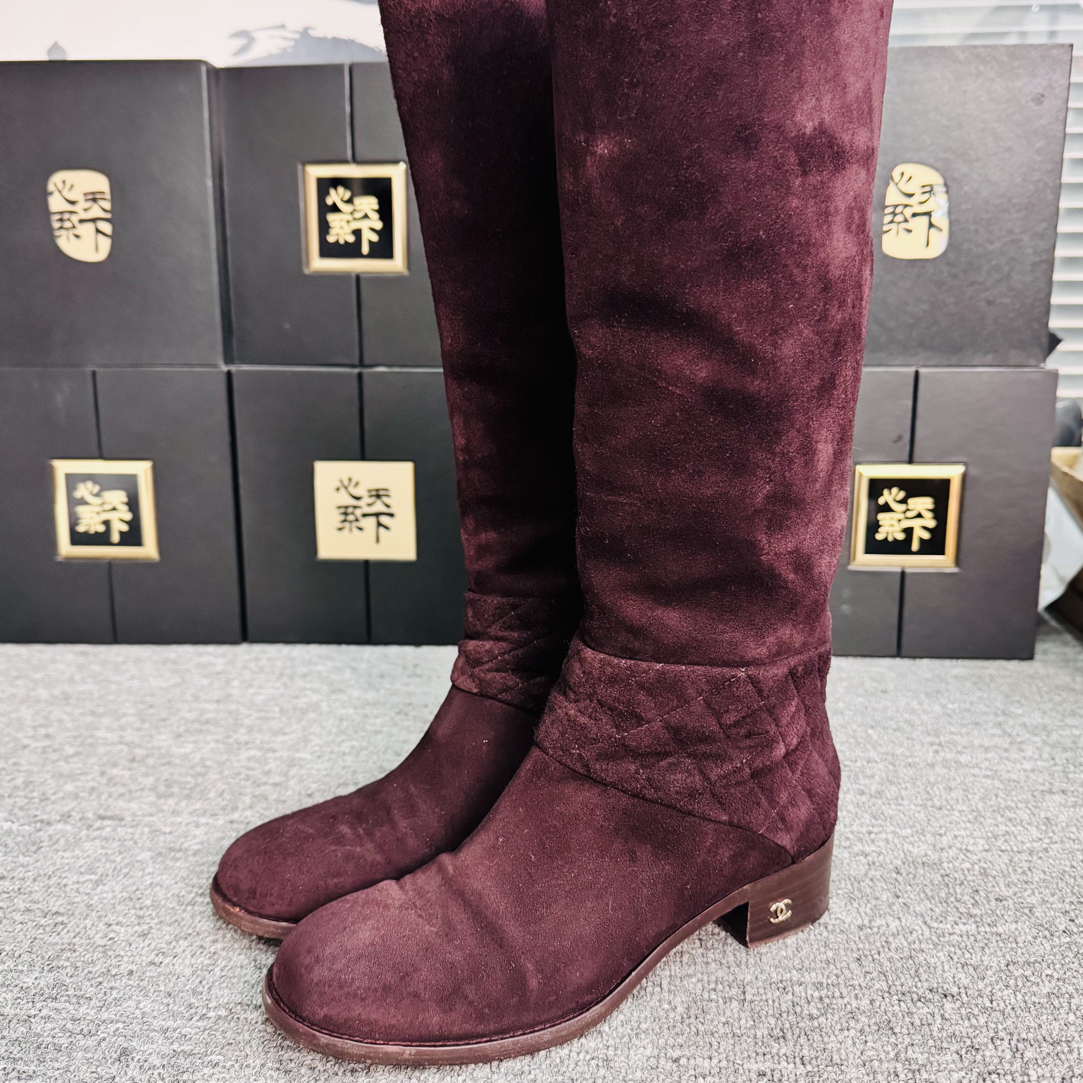 95新 Chanel/香奈儿 麂皮长靴37码ysc4469