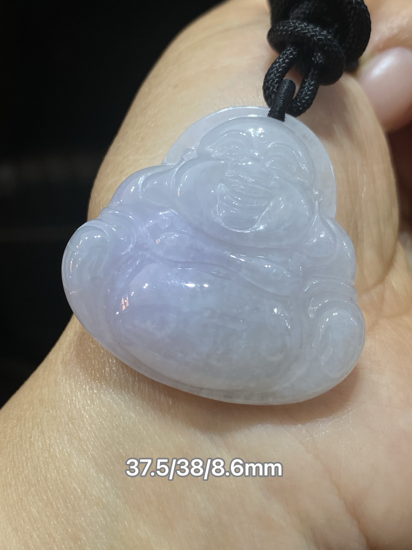 缅甸翡翠A货淡紫佛公大肚佛笑佛吊坠挂件项坠天然玉石精雕刻包邮