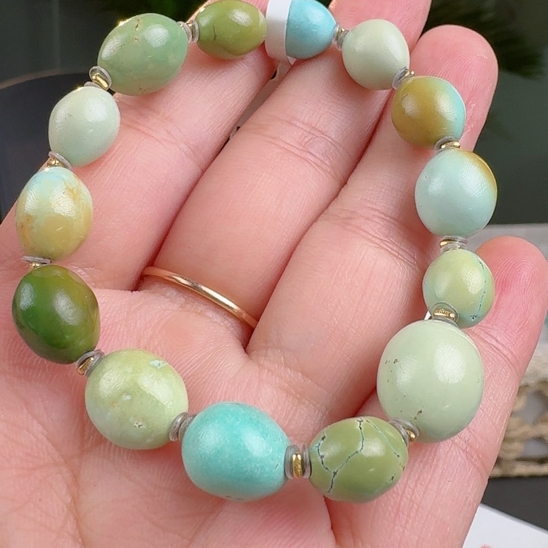 绿松石珠宝奇石18K金镶嵌