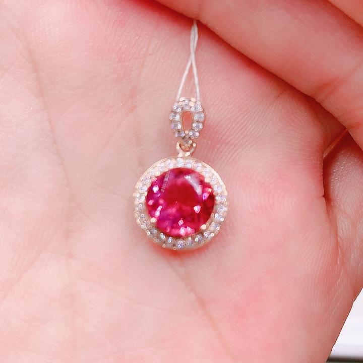 碧玺吊坠(不含链)18K金镶嵌8✖️8