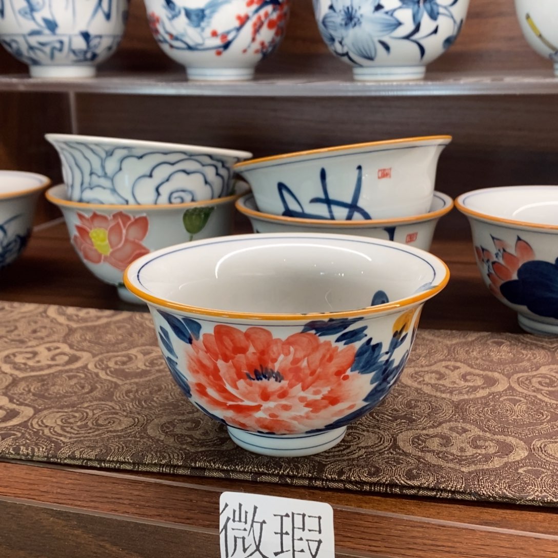 釉下手绘茶具微瑕