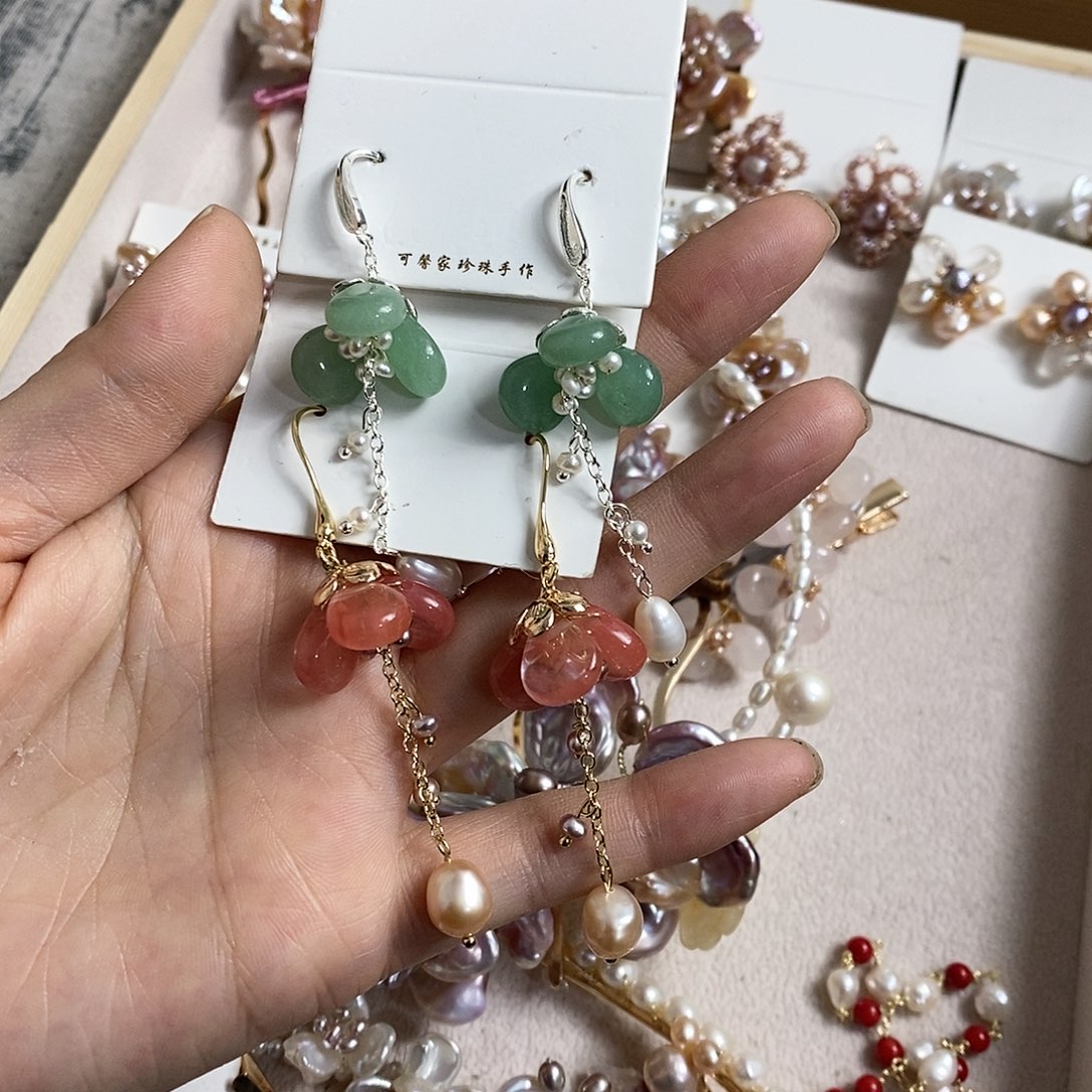 纯铜合金绿色红色耳钩备注颜色