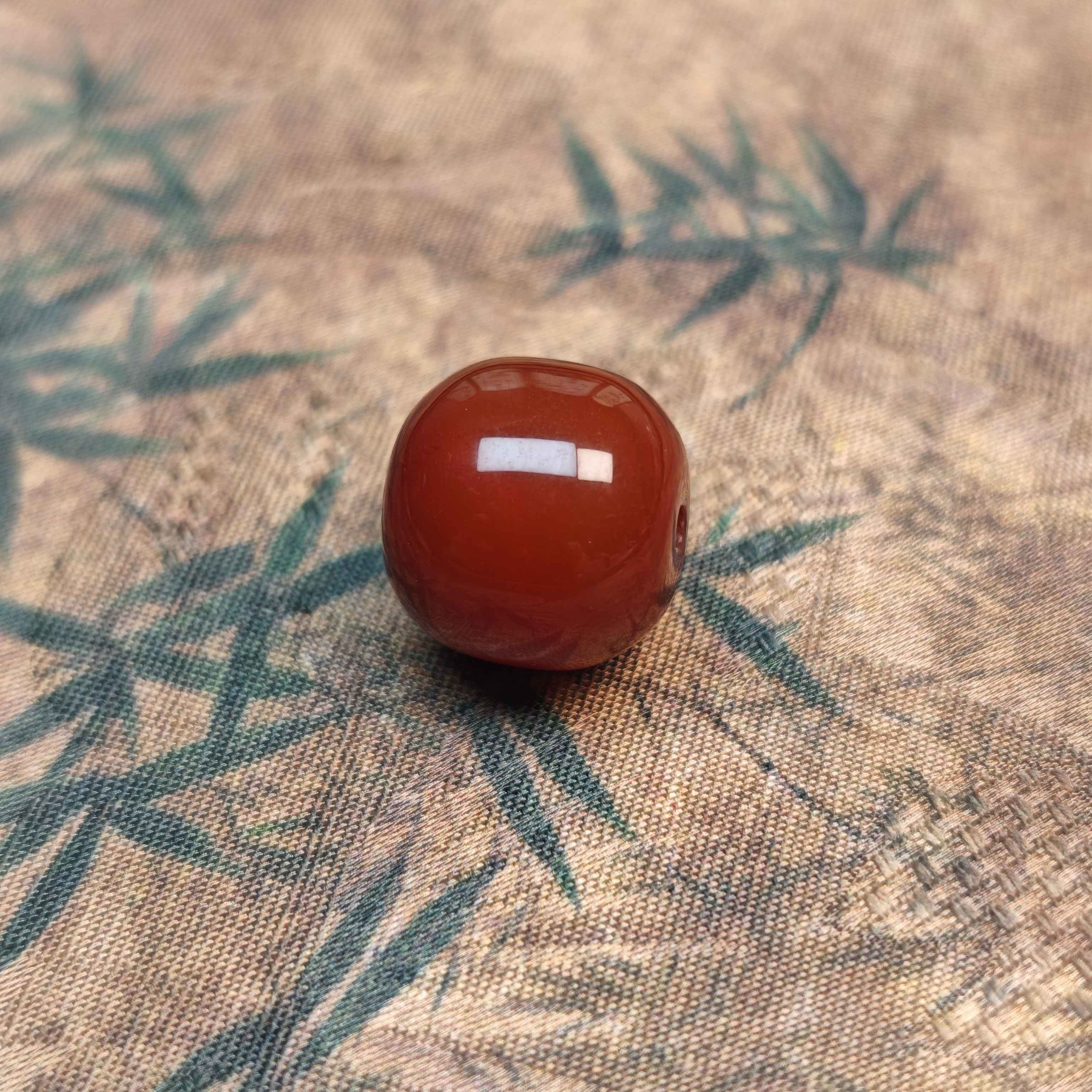 川料卡13x12天然玛瑙老型珠瓦西柿子红单珠配饰（多样性发货一颗）