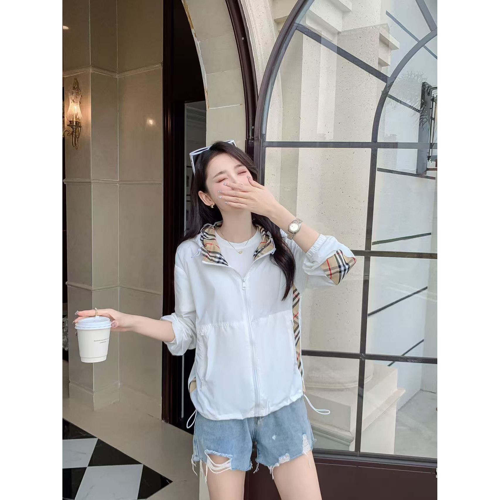 时尚英伦风长袖防晒衣女外套176381