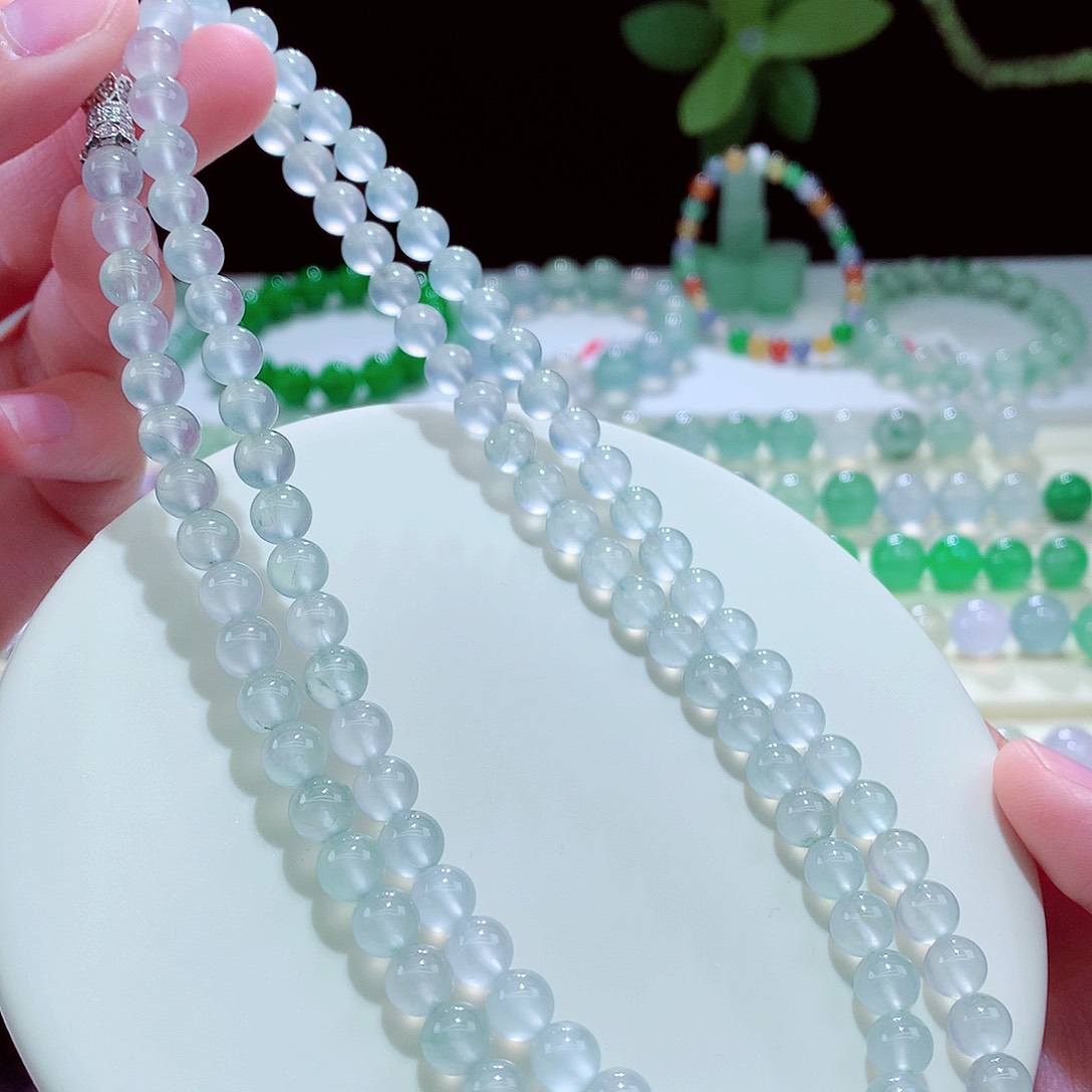 未镶嵌手链翡翠玻璃珠白月光卡6+
