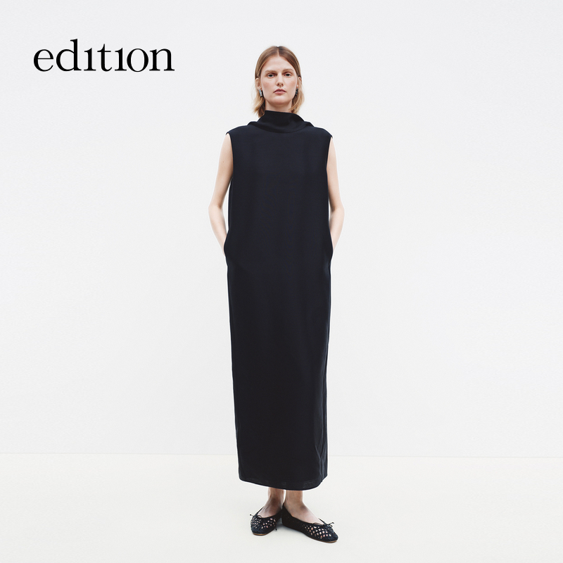 【商场同款】edition2026春季新款飘带丝毛长款连衣裙#EBF1DRS025