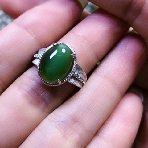 和田玉银S925镶嵌戒指