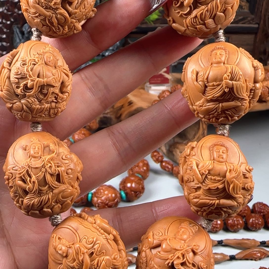 橄榄核手串/手链宽2.7梅林核三面万佛朝宗手持