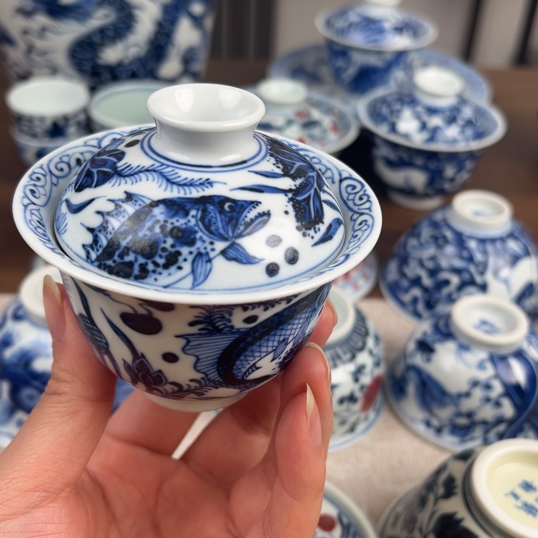 k*瓷盖碗微瑕手工手绘