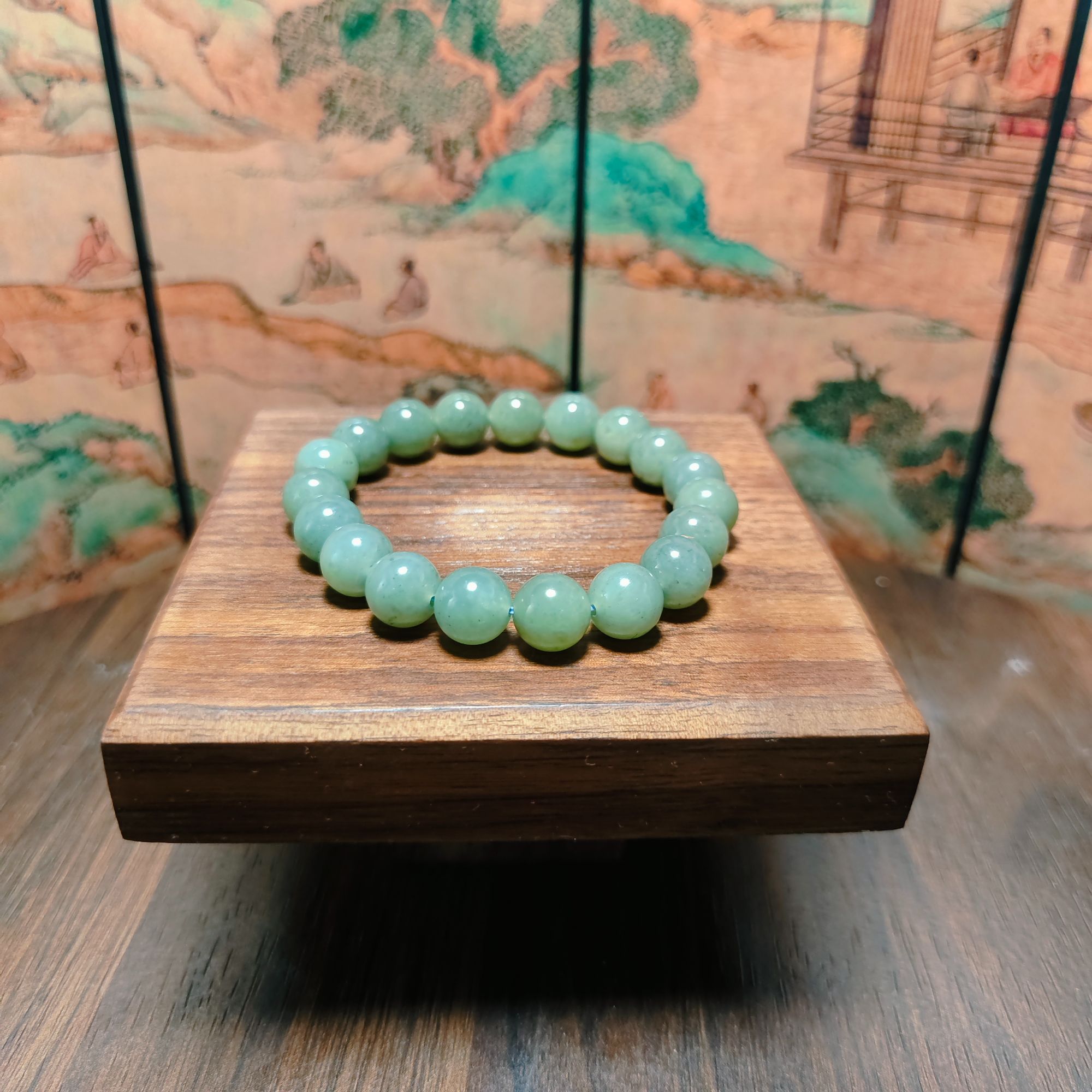 Q和田玉圆珠手串（卡10）0281