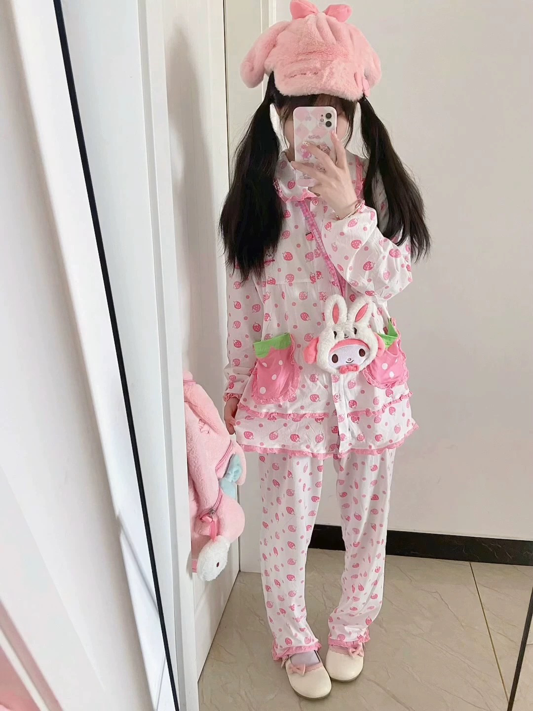 小软摘星星纯棉绿口袋睡衣两件套