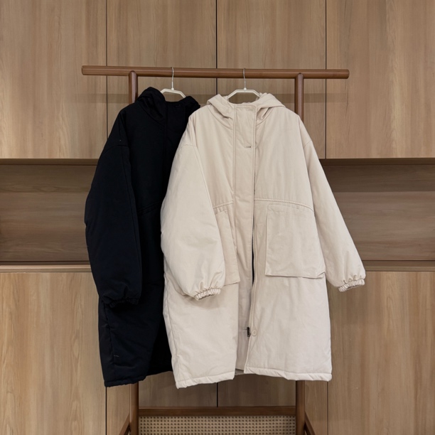 一件过冬大被子款连帽长款宽松保暖大口袋时尚休闲加厚棉衣外套